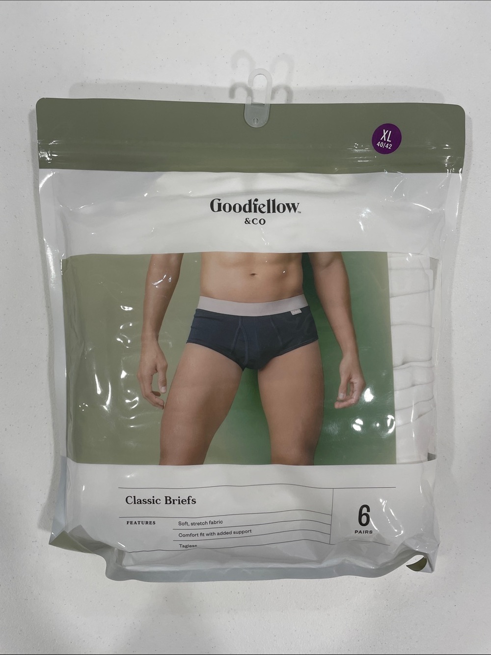 Men’s Goodfellow & Co classic 6 pack briefs new XL white